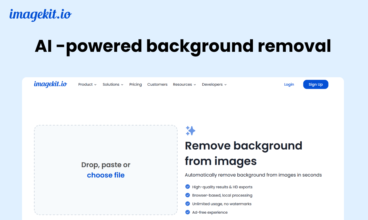 Free background removal by ImageKit