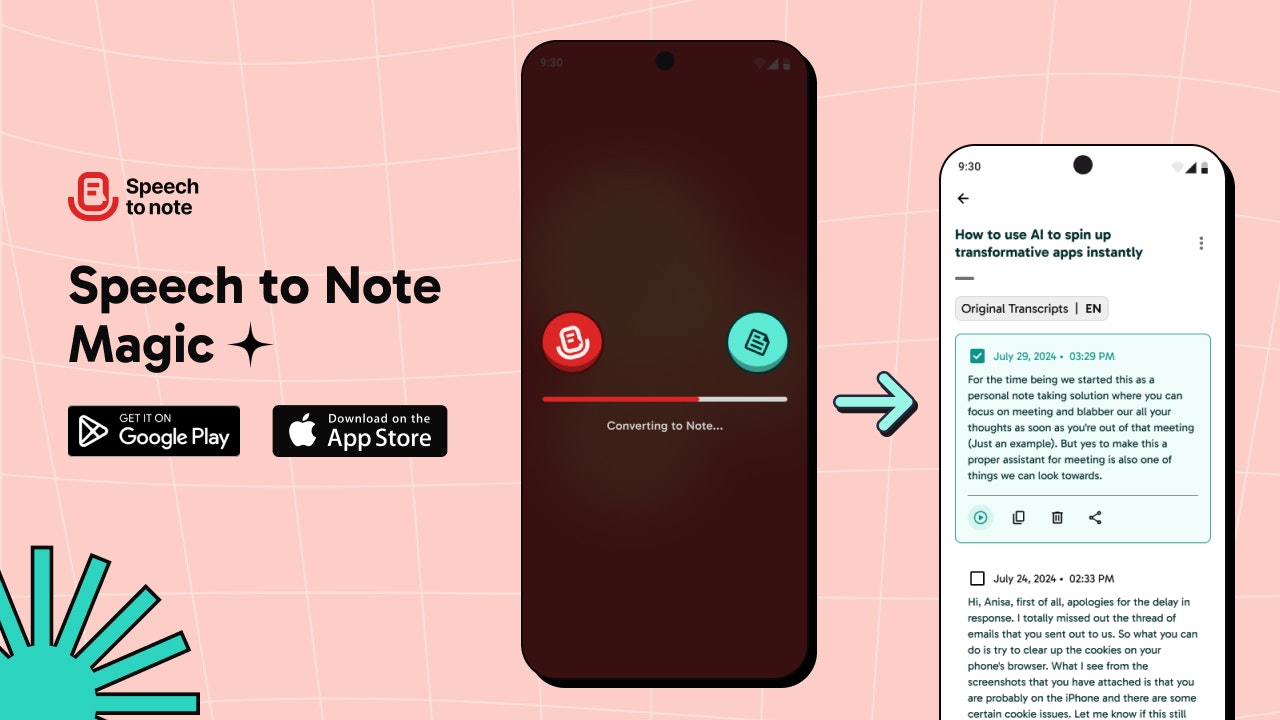 Speech to Note Mobile App