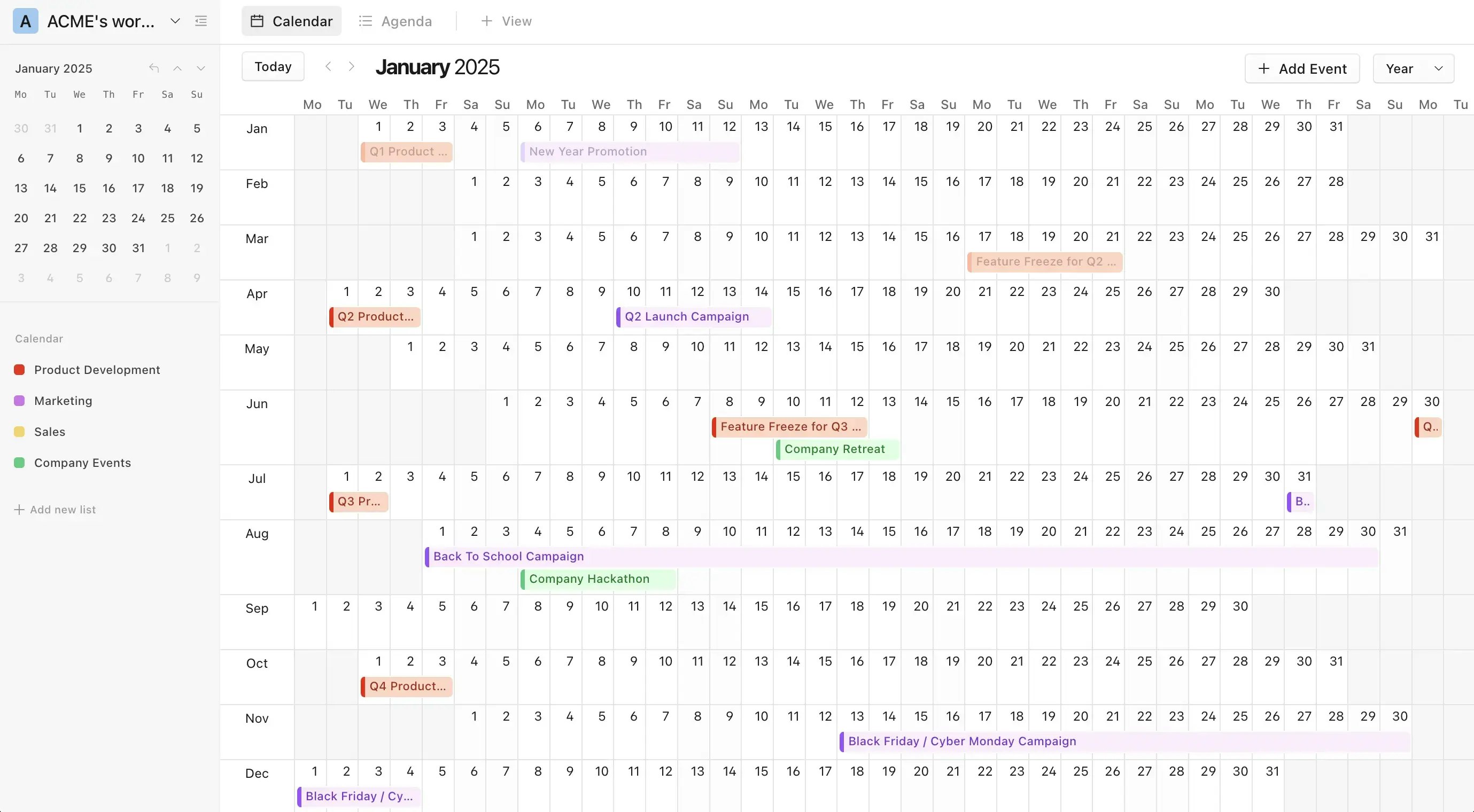 Online Yearly Planner