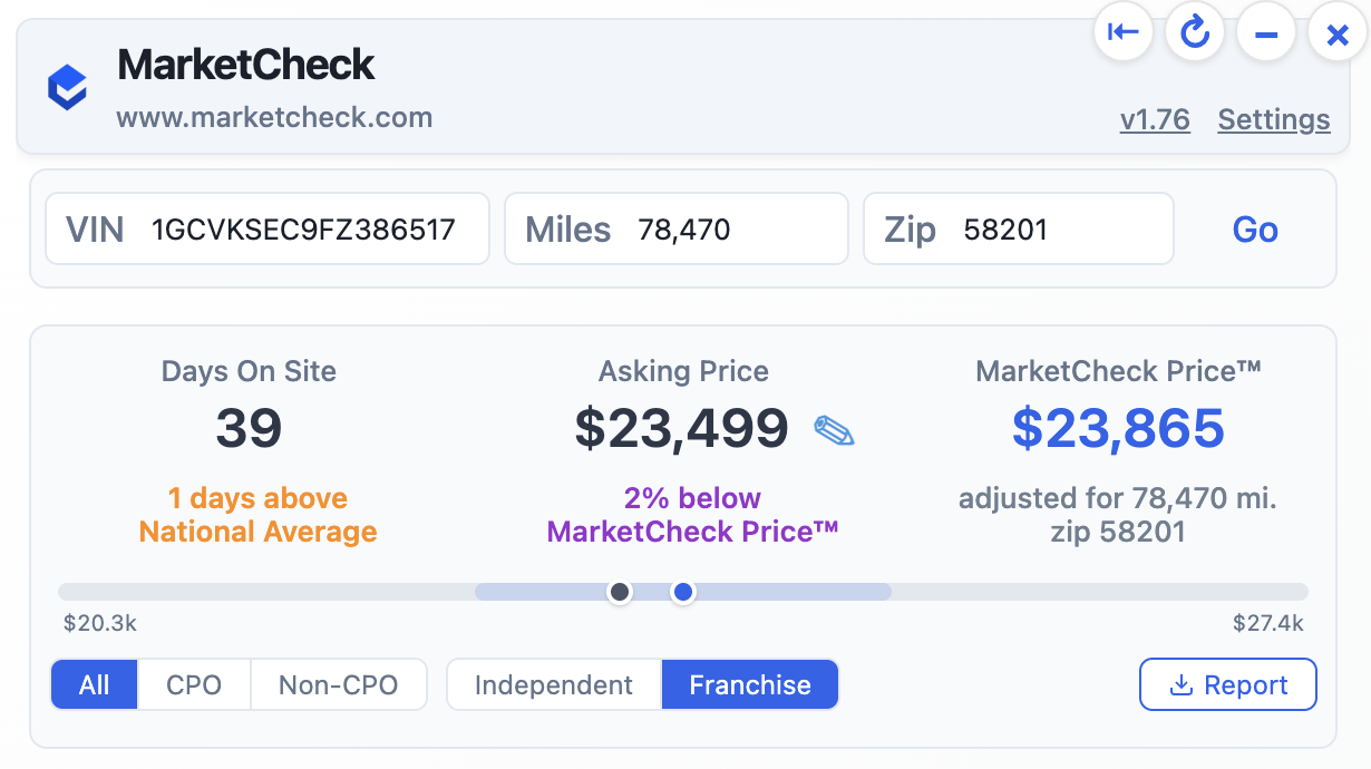 MarketCheck Chrome Extension