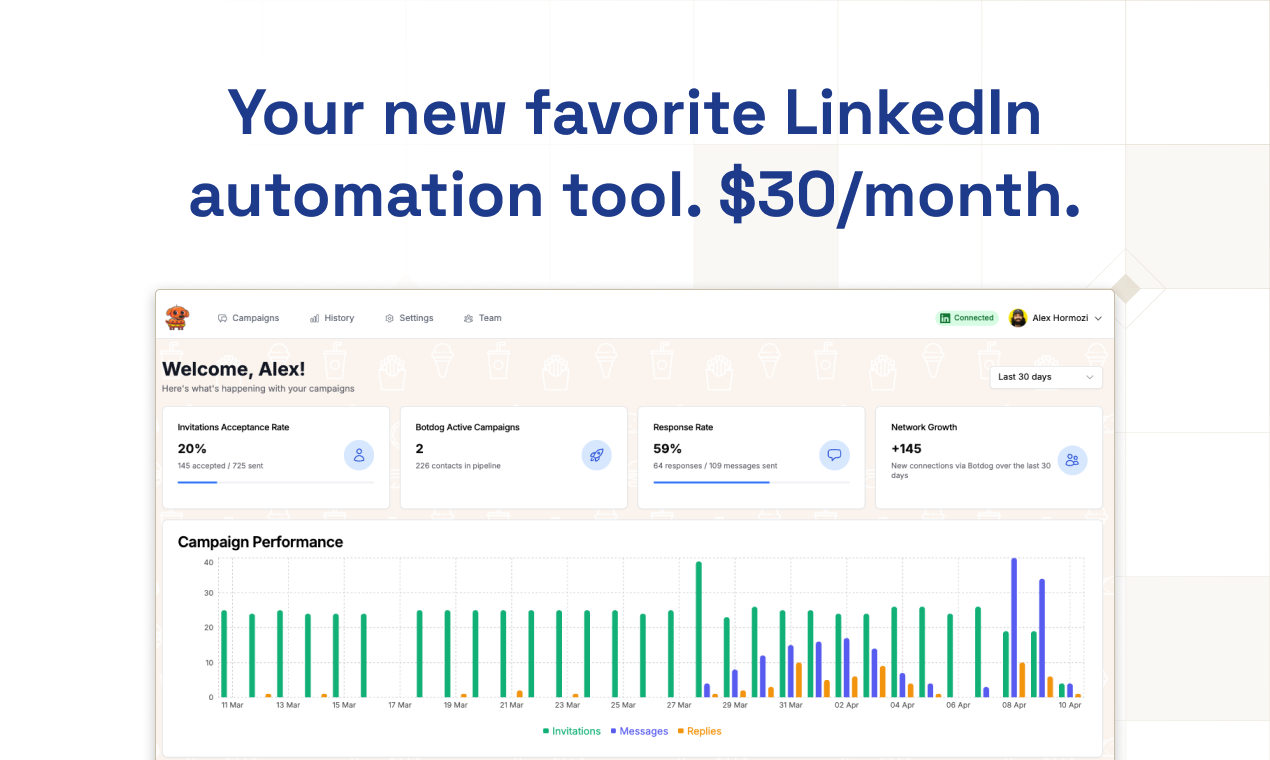 Botdog (a cheaper Dripify/PhantomBuster)