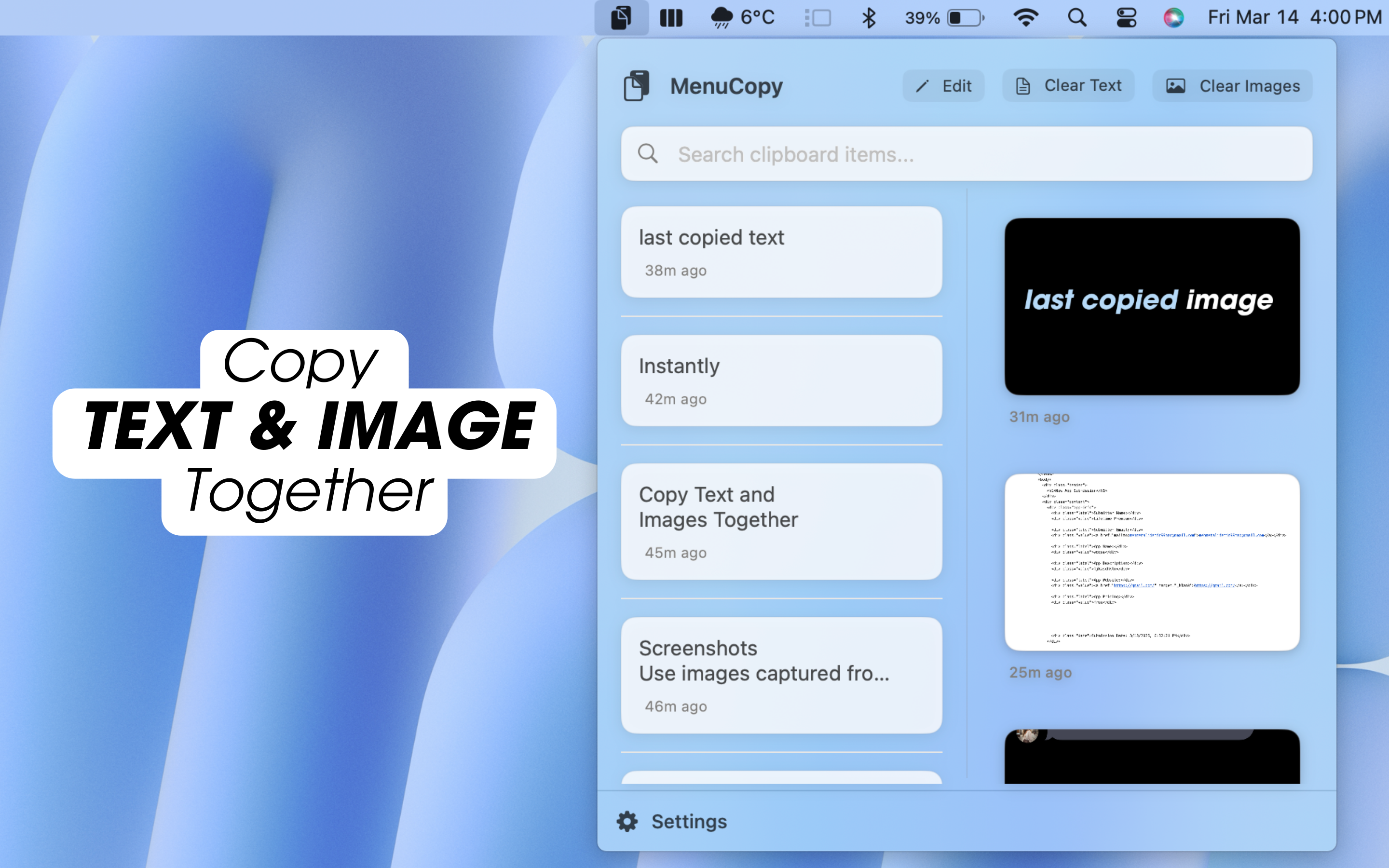 MenuCopy - View copied text & image