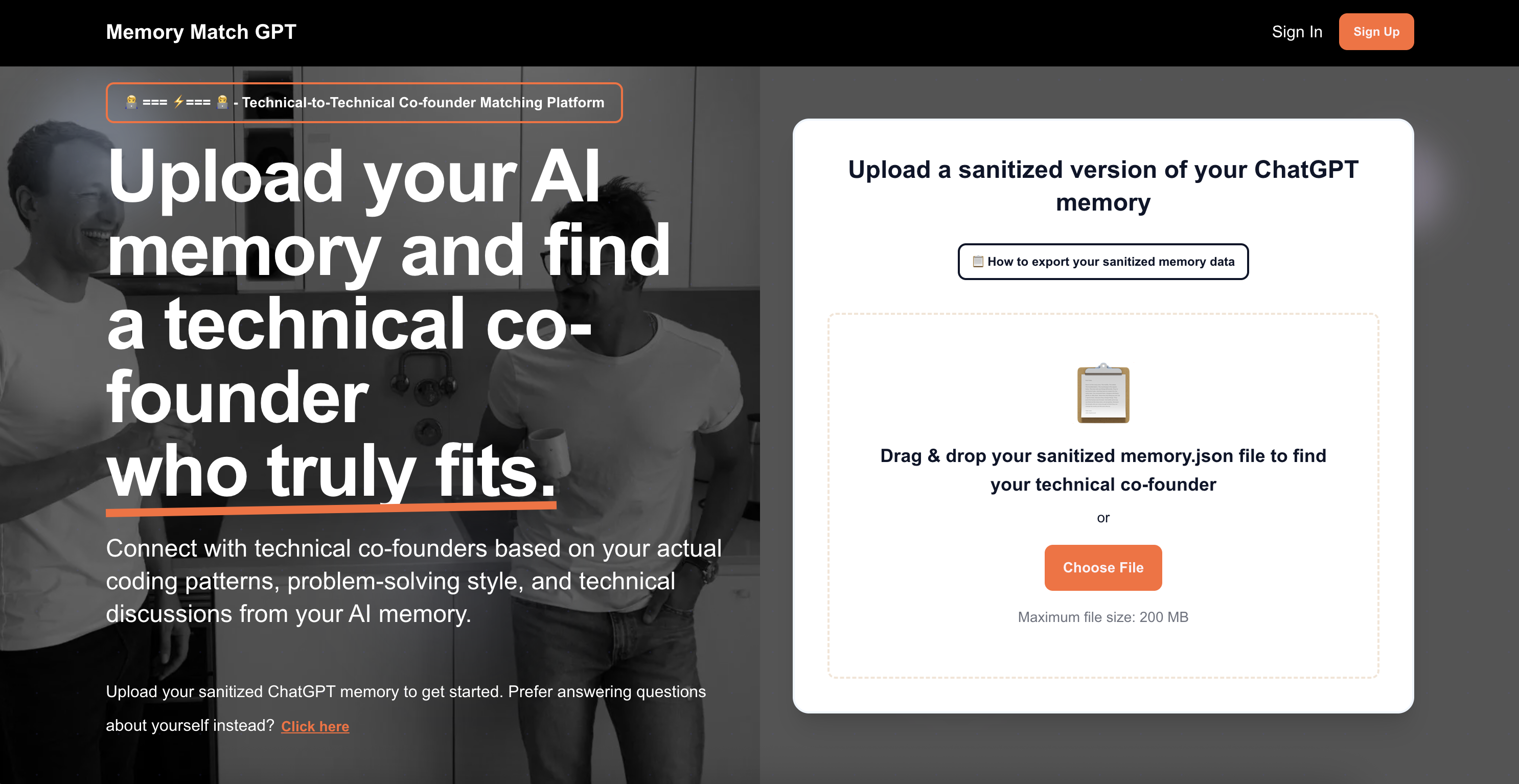 Technical-to-Technical Co-founder Match