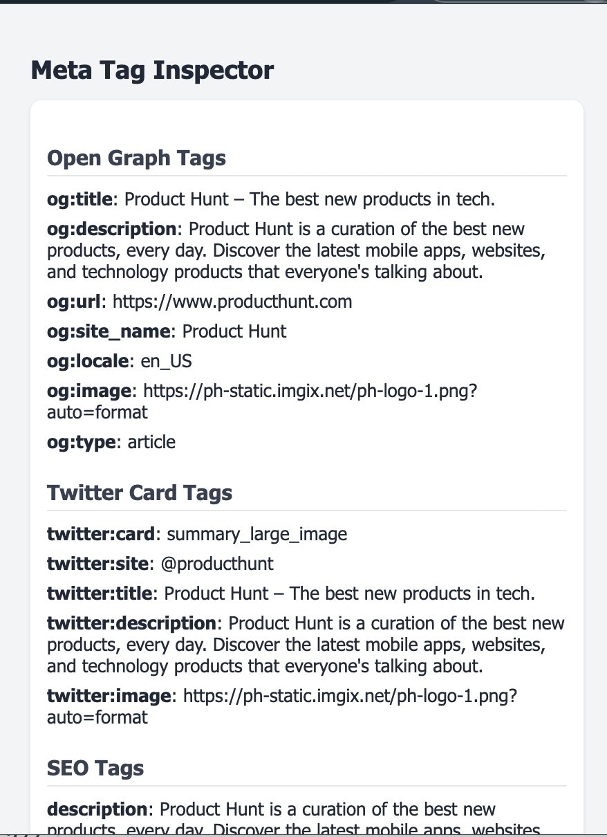 Meta tag inspector - Chrome Plugin